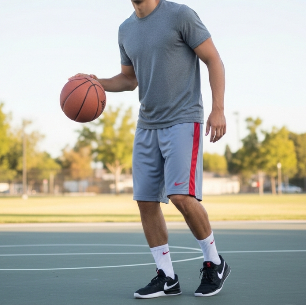 Nike Dri-FIT Basketball Training Shorts Grey Red Size Small